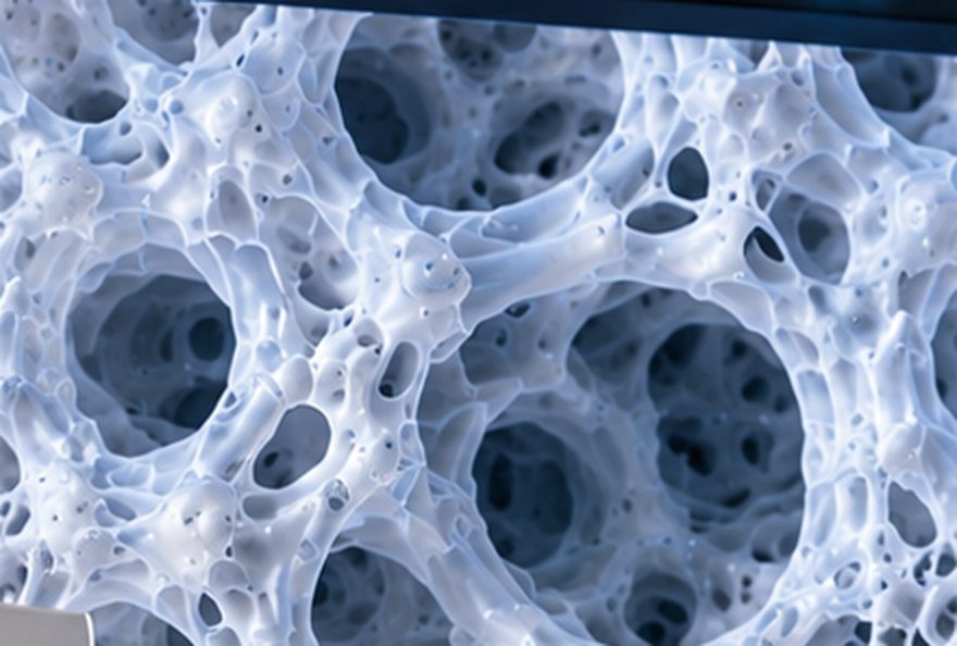 Macro render of interconnected open-cell material